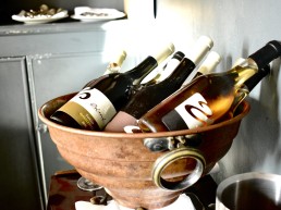 An ice bucket with wines from Zsirai winery in Hungary