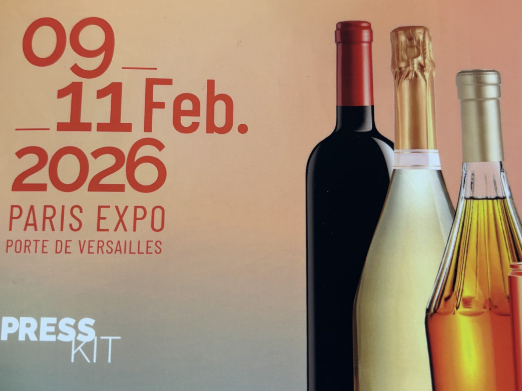 A poster showing wine bottles and the dates 9 to 11 February 2026