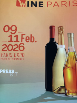 A poster showing wine bottles and the dates 9 to 11 February 2026